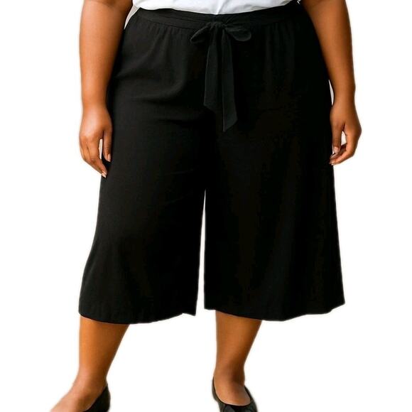 Lane Bryant Velvet Wide Leg Pants Womens Plus Size 22/24 Black Velour Waist Tie - Picture 1 of 14